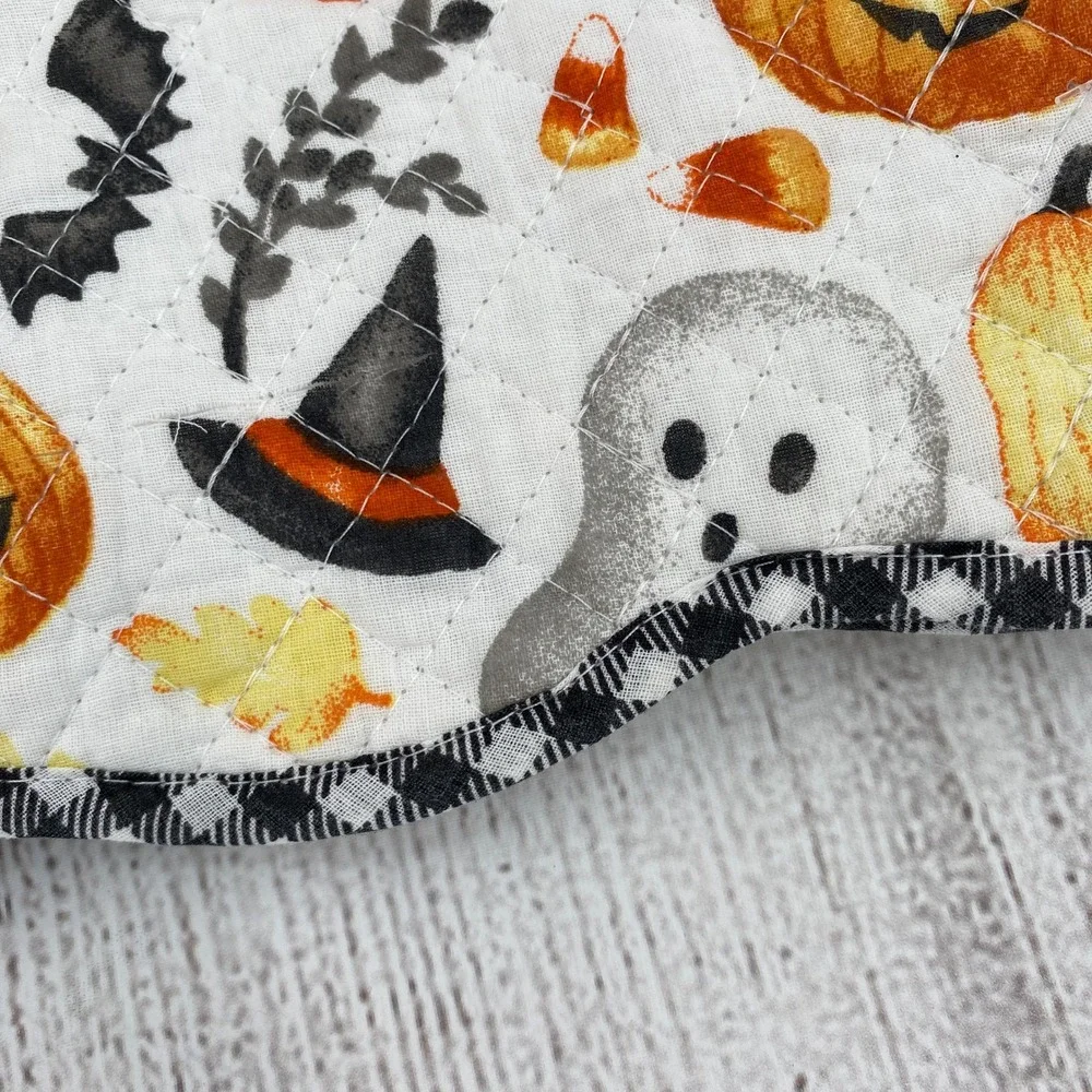 Rachel Ashwell Halloween Placemats (4) Orange Pumpkin Ghost Gingham Reversible